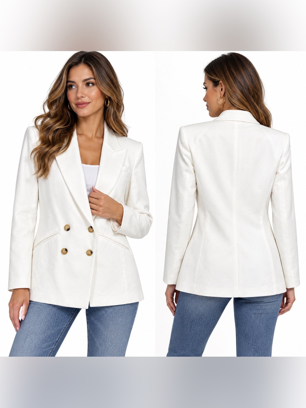 Veronica Beard Linen Blend Dickey Double Breasted Button Tailored Blazer-Jacket